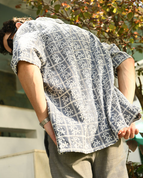 LO/OC by Saienz All Over Swiss Embroidery Chambre Shirt