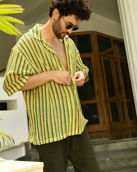 LO/OC by Saienz Yellow Colour Shirt For Mens