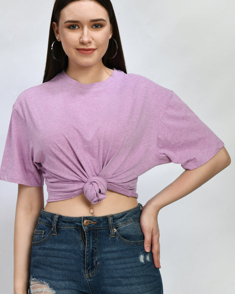 Lilac Color Oversized T-Shirt Type Top