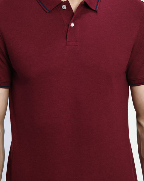Maroon Color Solid Polo T-shirt For Men's