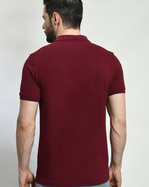 Maroon Color Solid Polo T-shirt For Men's