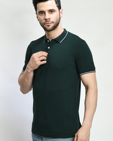 Bottle Green Polo T-shirt For Men