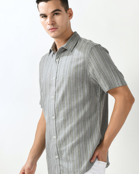 Grey Striper Dark coloured Shirt
