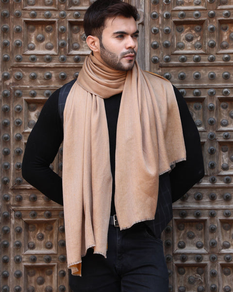 Handwoven Cashmere Unisex Reversible  Wool With Silk Stole