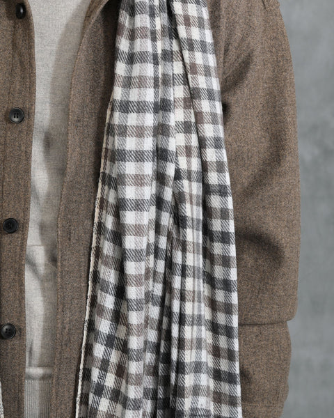 Handwoven Cashmere Fine Wool Checkered Unisex Stole