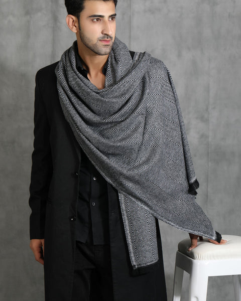 Handwoven Cashmere Fine Wool Stole For Unisex