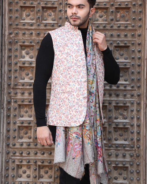Handwoven Pashmina Wool Kalamkari Design Unisex Shawl