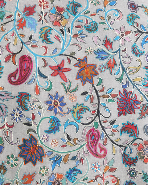 Multi Print White Color Handwoven Pashmina Wool Kalamkari Design Unisex Stole
