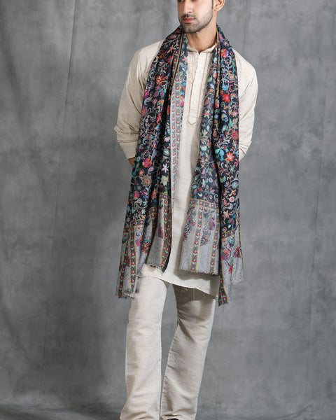 Handwoven Pashmina Wool Kalamkari Design Shawl