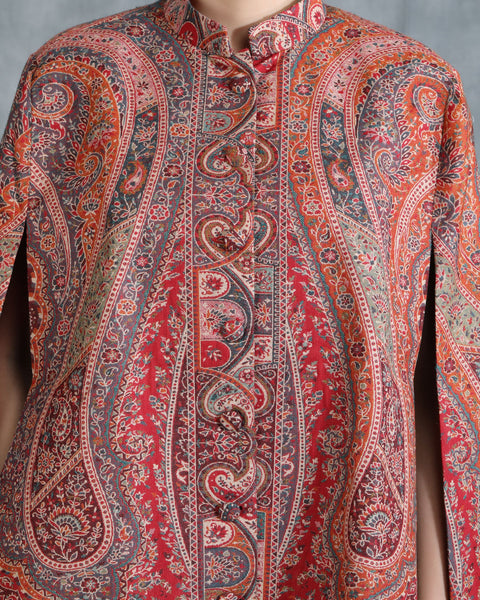 Handwoven Pashmina Vintage Coat With Paisley Design