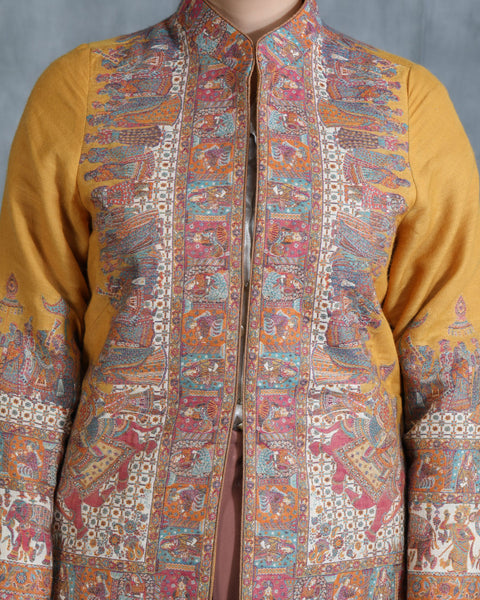 Handwoven Pashmina Vintage Coat With Paisley Design