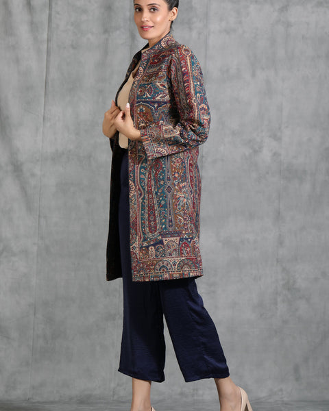 Handwoven Pashmina Vintage Full Coat With Paisley Design