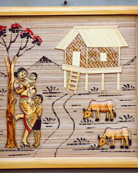 BAMBOO WALL HANGING (SMALL) - MOTHER & CHILD