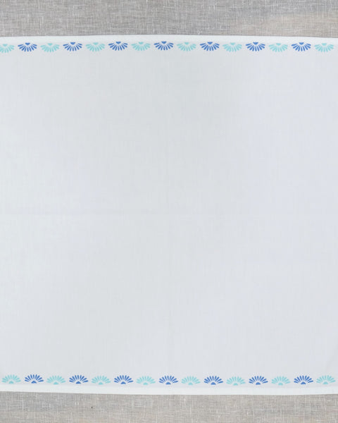 Set of 4 pcs Off White & Blue Floral Printed Cotton Table Napkin