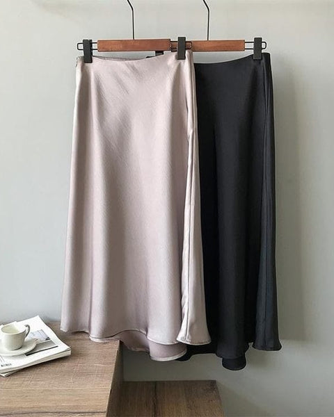 Women A-Line Satin Skirts