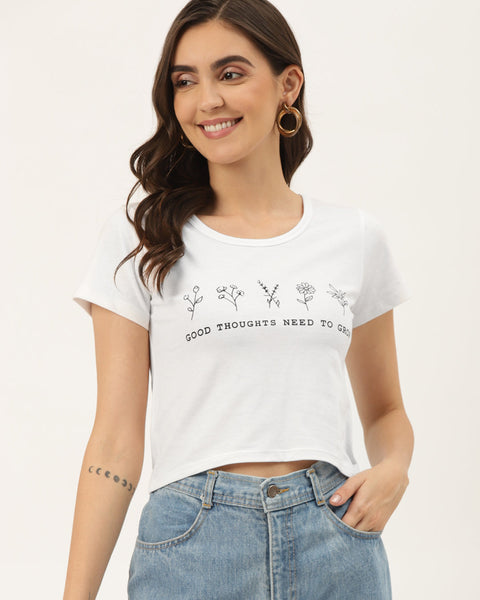 Women White Fitted Crop Top