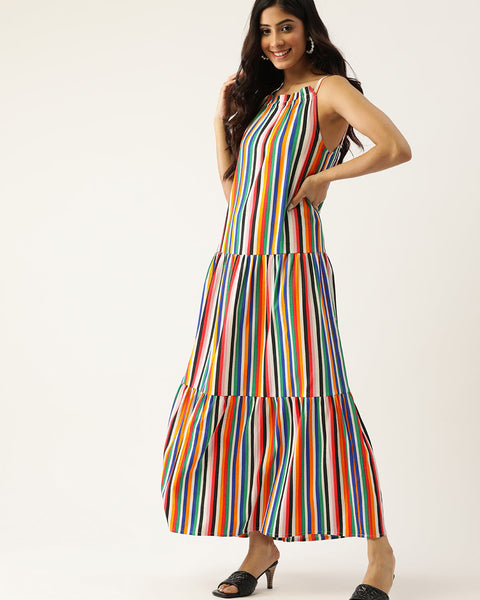 Women Multicoloured Striped Dress