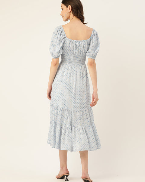 Rue Collection Smocked Tiered Fit & Flare Midi Dress