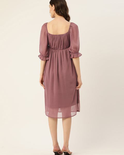 Rue Collection Mauve Chiffon A-Line Midi Dress