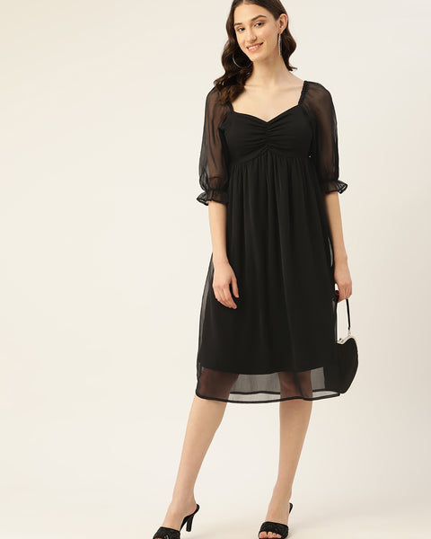 Rue Collection Gathered Sweetheart Neck Chiffon Fit & Flare Dress