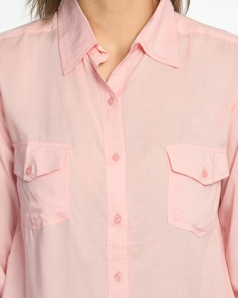 Solid Full Sleeves Light Pink Shirt