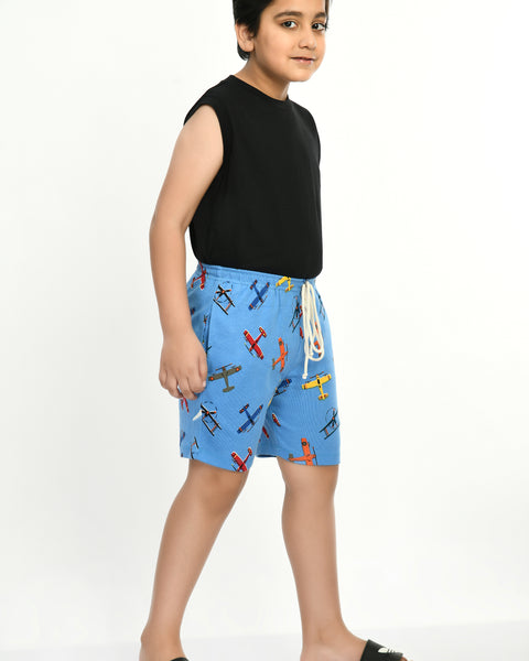 Airplane Printed Knitted Shorts