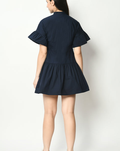 Layered  Poplin Dress With Buttons