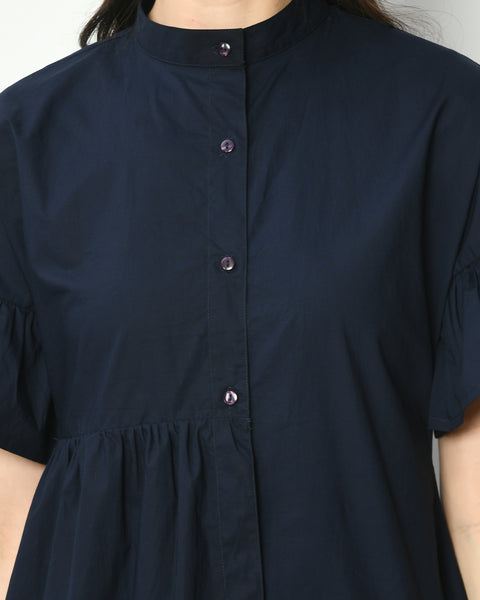 Layered  Poplin Dress With Buttons