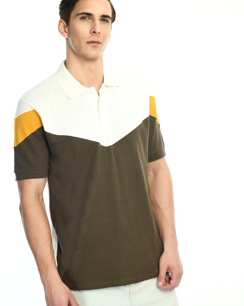 Men's Color Blocked Polo T-shirt