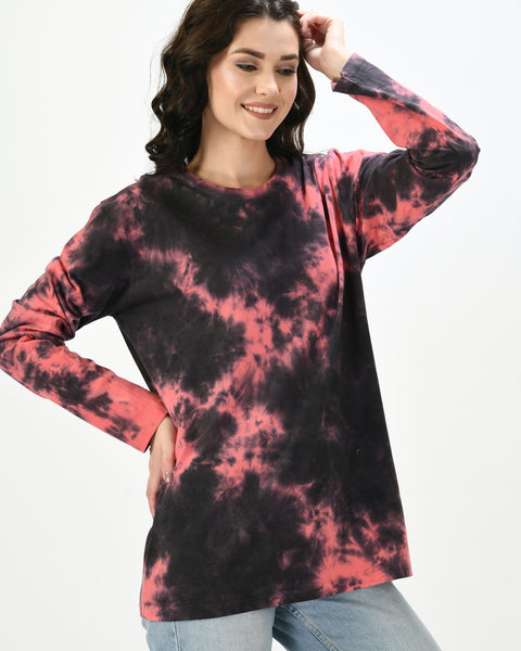 Pink & Black Unisex Tie-Dye T-shirt