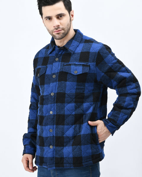 Blue checked oversized flannel  jacket