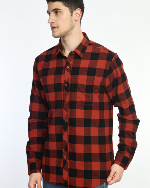 Red & Black Checks Full Sleeve Shirt