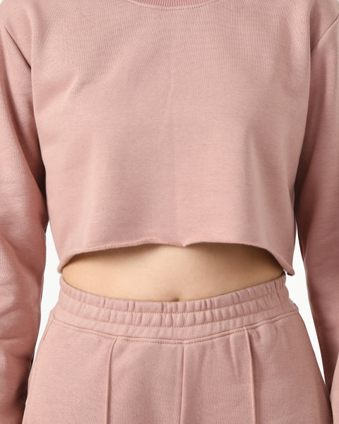 Brown Cropped Hoodie-Wide Joggers Co-ord Set