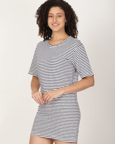 Knitted T-shirt Dress Horizontal Stripes