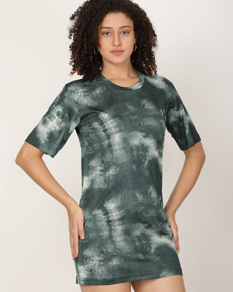 Tie-Dye Print Knitted T-shirt Dress
